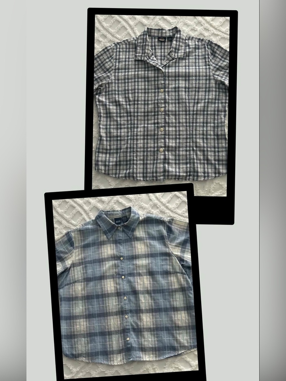 Pair of women's camp shirts Basic Editions plaid blue size XL & Dockers size XL